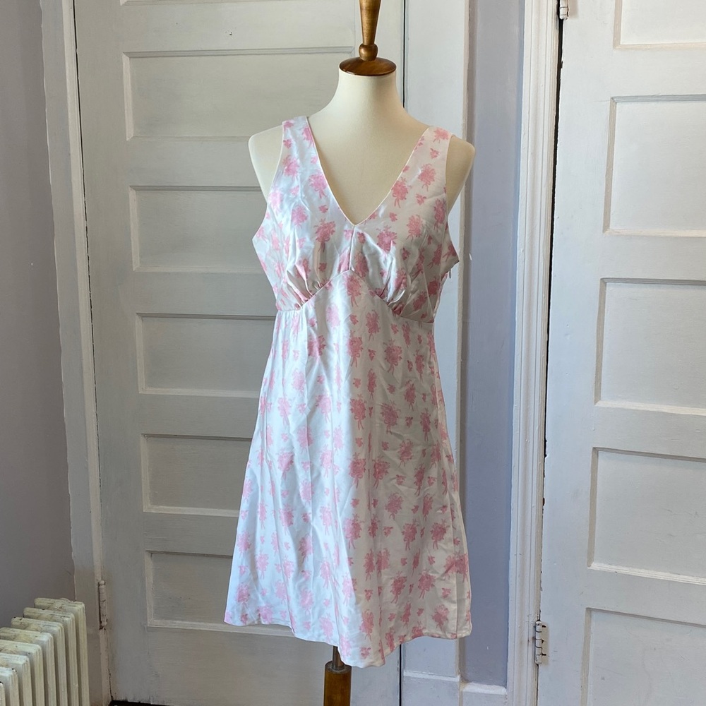Jessica Simpson White and Pink Slip Dress, Size L